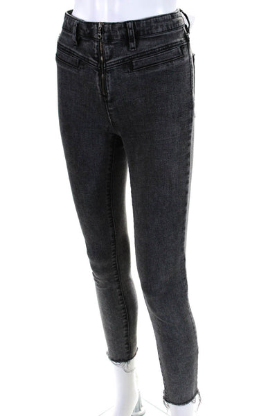 Victoria Victoria Beckham Womens Zipper Fly Raw Hem Skinny Jeans Pants Gray Size