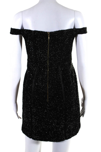 Alice McCall Womens Off Shoulder Sparkly Mini Dress Black Size 6