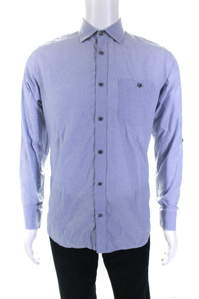Ted Baker London Men's Collared Long Sleeves Button Down Shirt Top Blue Size 2
