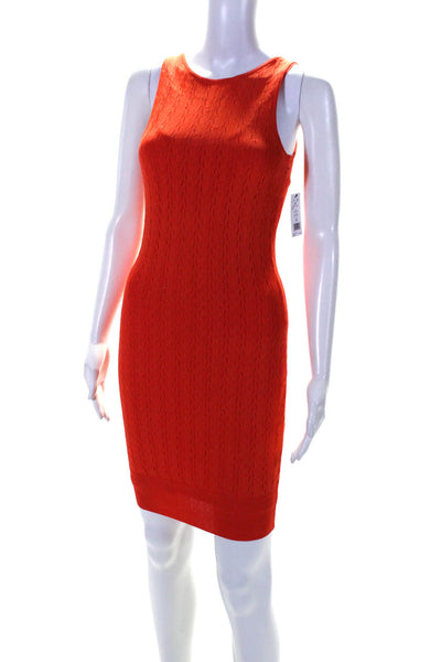 Equipment Femme Womens Andree Pointelle Knit Tank Sheath Dress Orange Size XS