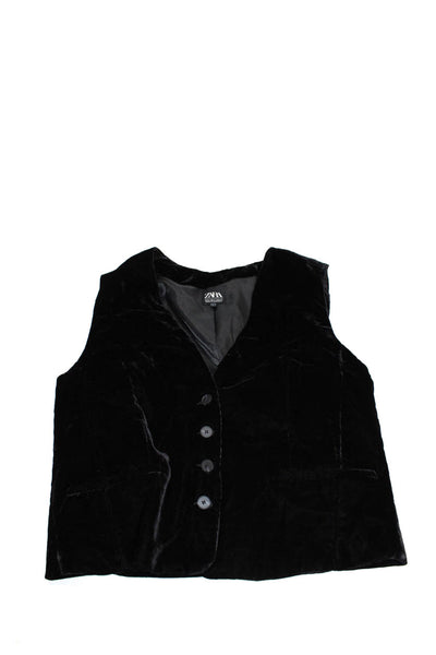 Zara Womens V-Neck Sleeveless Long Sleeve Vest Hoodie Beige Size S M Lot 2