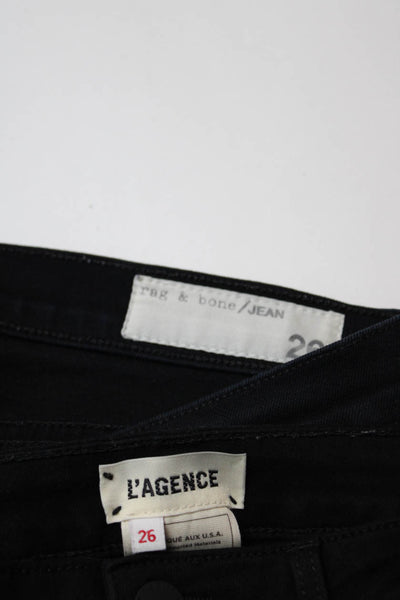 Rag & Bone L'Agence Womens Cotton Buttoned Skinny Leg Pants Black Size 26 Lot 2