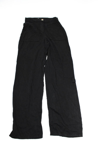 Zara Womens Side Zipped Darted Slip-On Wide Leg Dress Pants Black Size S Lot 2