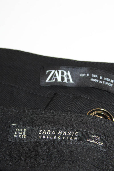 Zara Womens Side Zipped Darted Slip-On Wide Leg Dress Pants Black Size S Lot 2