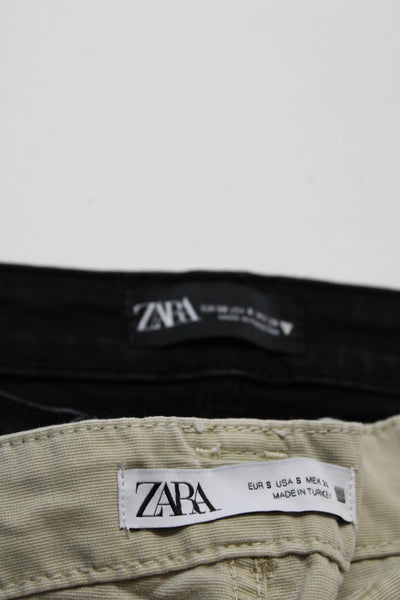 Zara Womens Cotton Buttoned Straight Leg Cargo Pants Jeans Beige Size 6 S Lot 2