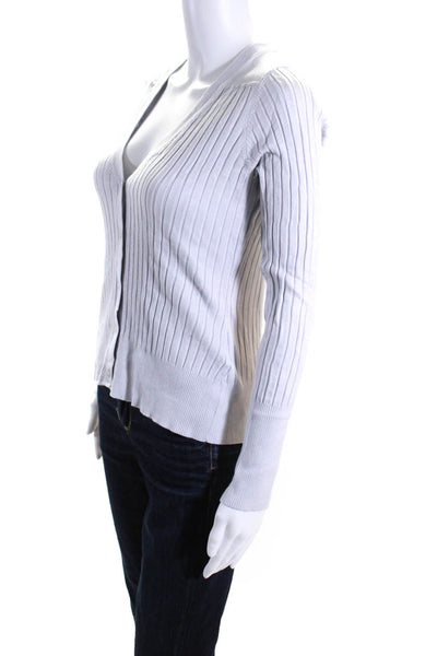 525 Womens V-Neck Ribbed Textured Buttoned Long Sleeve Cardigan Lilac Size XS