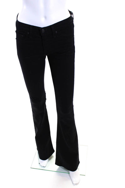 Rag & Bone Womens Cotton Buttoned Zipped Flare Leg Pants Black Size EUR26