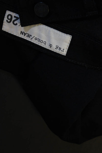 Rag & Bone Womens Cotton Buttoned Zipped Flare Leg Pants Black Size EUR26