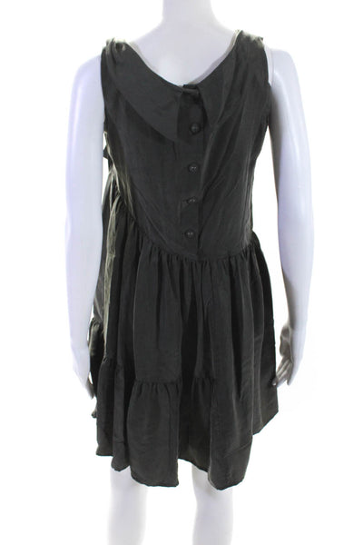 Adolfo Dominguez Womens Collared Sleeveless Button Up Dress Gray Size 36