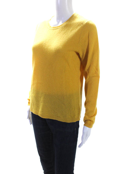 Tahari Womens Cashmere Long Sleeve Round Neck Pullover Sweater Yellow Size M