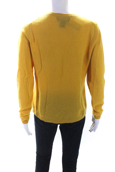 Tahari Womens Cashmere Long Sleeve Round Neck Pullover Sweater Yellow Size M