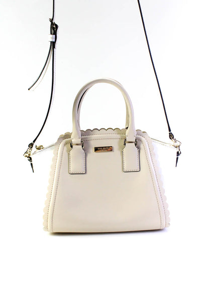 Kate Spade New York Womens Leather Colorblock Top Handle Handbag White Nude