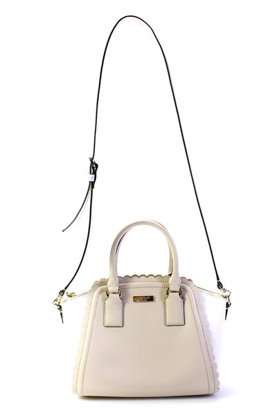 Kate Spade New York Womens Leather Colorblock Top Handle Handbag White Nude