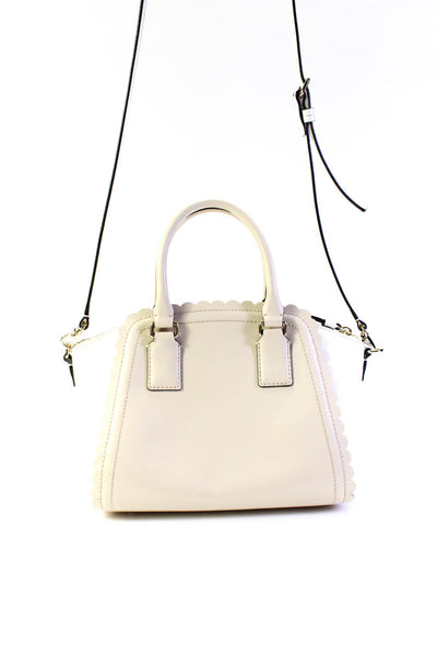 Kate Spade New York Womens Leather Colorblock Top Handle Handbag White Nude