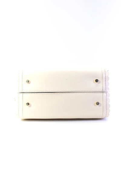 Kate Spade New York Womens Leather Colorblock Top Handle Handbag White Nude