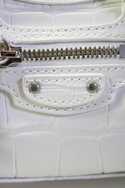 Balenciaga Extra Supple Embossed Leather Super Nano City Crossbody Handbag White