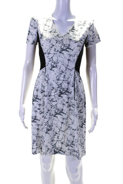 Catherine Catherine Malandrino Womens Marble Print A-Line Dress White Size 2