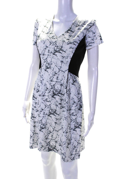 Catherine Catherine Malandrino Womens Marble Print A-Line Dress White Size 2