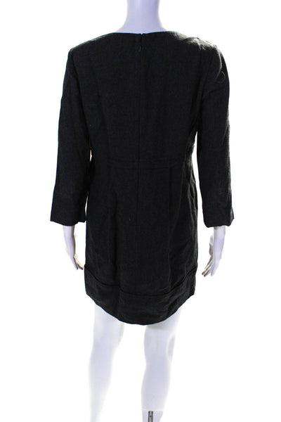 Vera Wang Womens Scoop Neck Long Sleeve Lined Mini Shift Dress Black Size 8