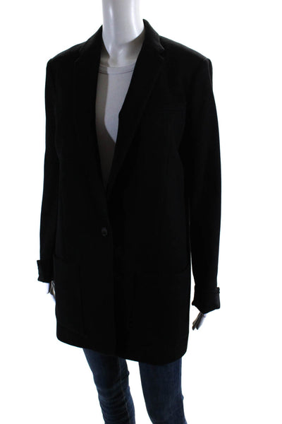 Nells Nelson Womens Black Wool One Button Long Sleeve Peacoat Size 42