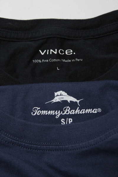 Tommy Bahama Vince Mens Tee Shirts Blue Black Cotton Size Small Large Lot 2