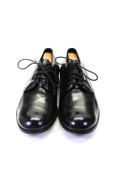 Emporio Armani Mens Leather Round Toe Lace Up Derby Dress Shoes Black Size 7.5