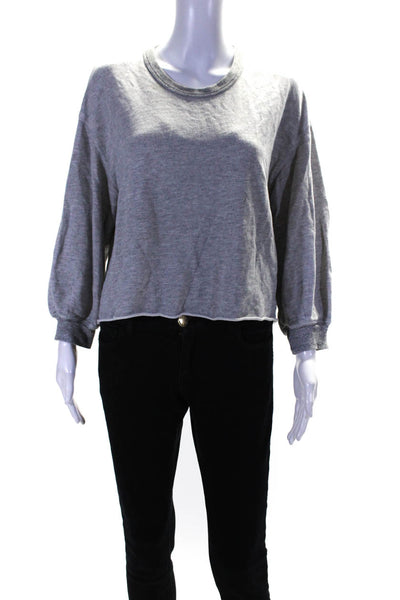 The Great Sleep Womens Cotton Terry 3/4 Sleeve Cropped Sweatshirt Gray Size 2