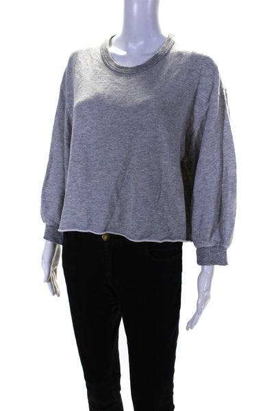 The Great Sleep Womens Cotton Terry 3/4 Sleeve Cropped Sweatshirt Gray Size 2