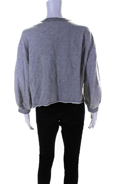 The Great Sleep Womens Cotton Terry 3/4 Sleeve Cropped Sweatshirt Gray Size 2