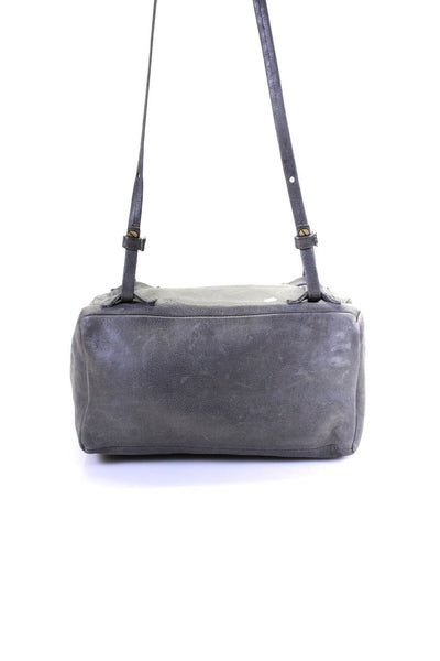 Lady Bride Womens Grained Leather Front Zip Rectangular Crossbody Handbag Gray