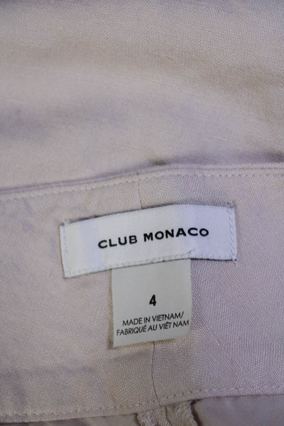 Club Monaco Womens Linen High Rise Casual Shorts Light Petal Pink Size 4