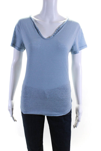 Zadig & Voltaire Womens Georgy  Short Sleeves Tee Shirt Blue Size Large