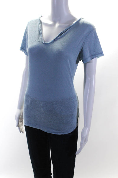Zadig & Voltaire Womens Georgy  Short Sleeves Tee Shirt Blue Size Large