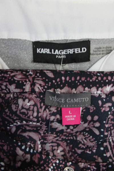 Vince Camuto Karl Lagerfeld Womens Paisley Glitter Tops Purple Size L Lot 2