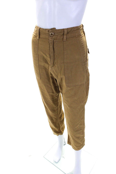 The Great Womens Cotton Buttoned Zipped Tapered Leg Pants Brown Size EUR25