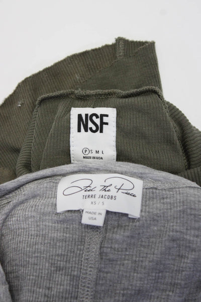 Feel The Piece NSF Womens Ribbed Knit Shirts Gray Size Petite XS/S Lot 2