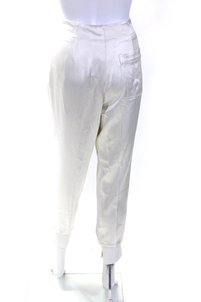 3.1 Phillip Lim Womens Zipper Fly High Rise Satin Pleated Jogger Pants White 8