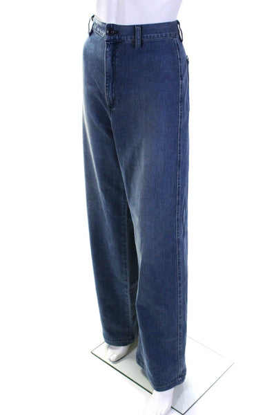 Enza Costa Womens Zipper Fly High Rise Wide Leg Jeans Blue Denim Size 29