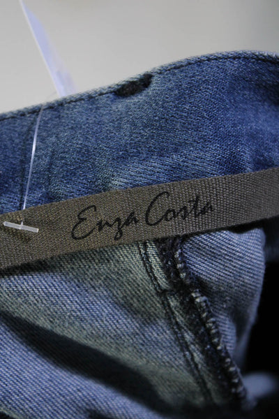 Enza Costa Womens Zipper Fly High Rise Wide Leg Jeans Blue Denim Size 29