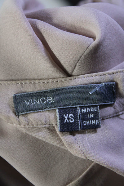 Vince Womens Blush Silk V-Neck Cap Sleeve Button Down Blouse Top Size XS