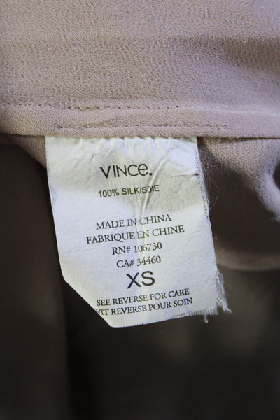 Vince Womens Blush Silk V-Neck Cap Sleeve Button Down Blouse Top Size XS