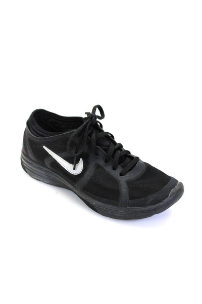 Nike Womens Lace Up Side Logo Mesh Low Top Running Sneakers Black Size 6.5