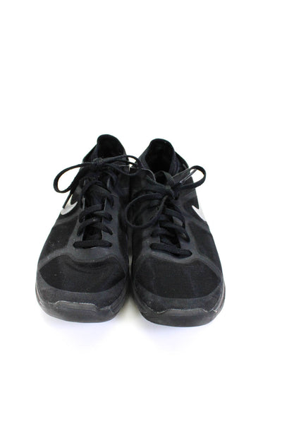Nike Womens Lace Up Side Logo Mesh Low Top Running Sneakers Black Size 6.5