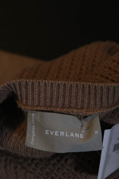 Everlane Women's Round Neck Long Sleeves Full Zip Cardigan Sweater Tan Size M