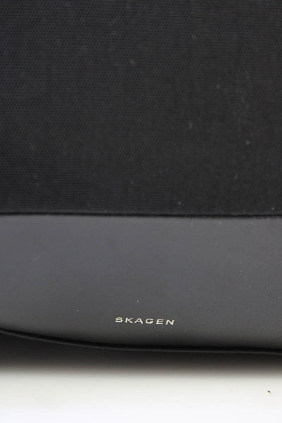 Skagen Canvas Double Handle Multi-Pocket Laptop Travel Shoulder Handbag Black