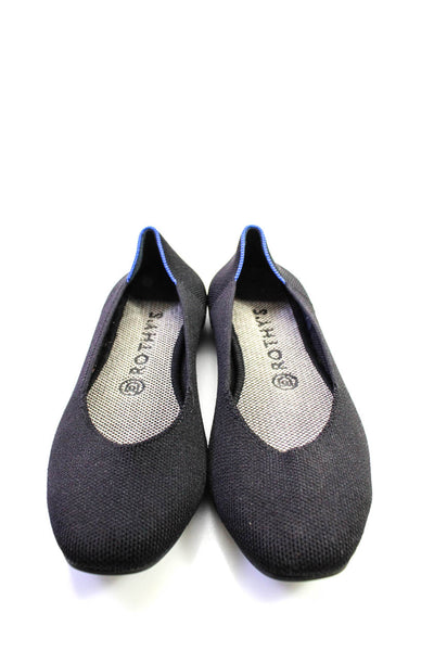 Rothys Womens Knit Round Toe Flat Heel Versatile Basic Flats Black Size 8US