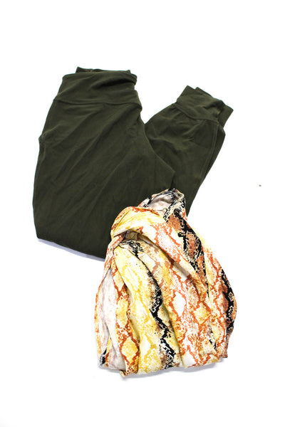 L Space Lululemon Womens Snakeskin Print Skirt Leggings Brown Green XS 6 Lot 2