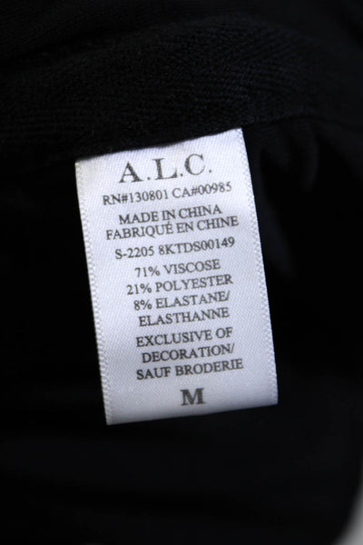 ALC Womens Side Zip Spaghetti Strap V Neck Ruched Mini Dress Black Size Medium