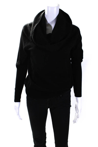 Aqua Cashmere Womens Long Sleeve Cowl Neck Sweatshirt Black Size Extra Small