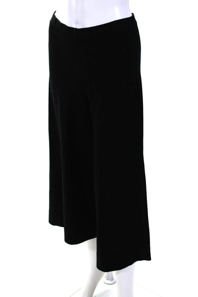 Sarah Pacini Womens Elastic Waistband Wide Leg Cropped Pants Black Size Medium